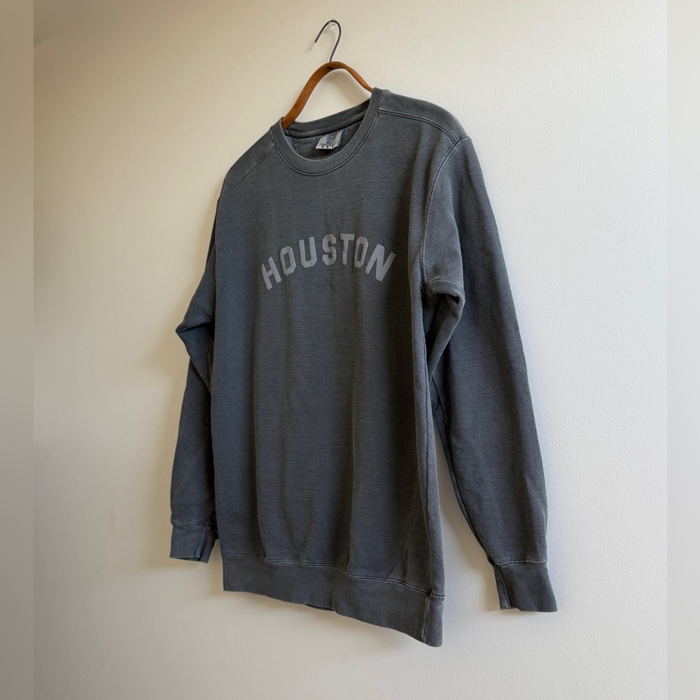 Comfort Colors Dark Gray Houston Logo Athletic Crewneck Sweatshirt - Picture 6 of 9